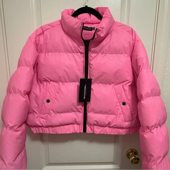 PrettyLittleThing Bright Pink Puffer Jacket - Picture 1 of 4